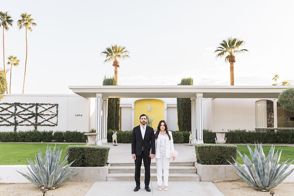 Mid Century Modern - Palm Springs Engagement with Vintage Car 