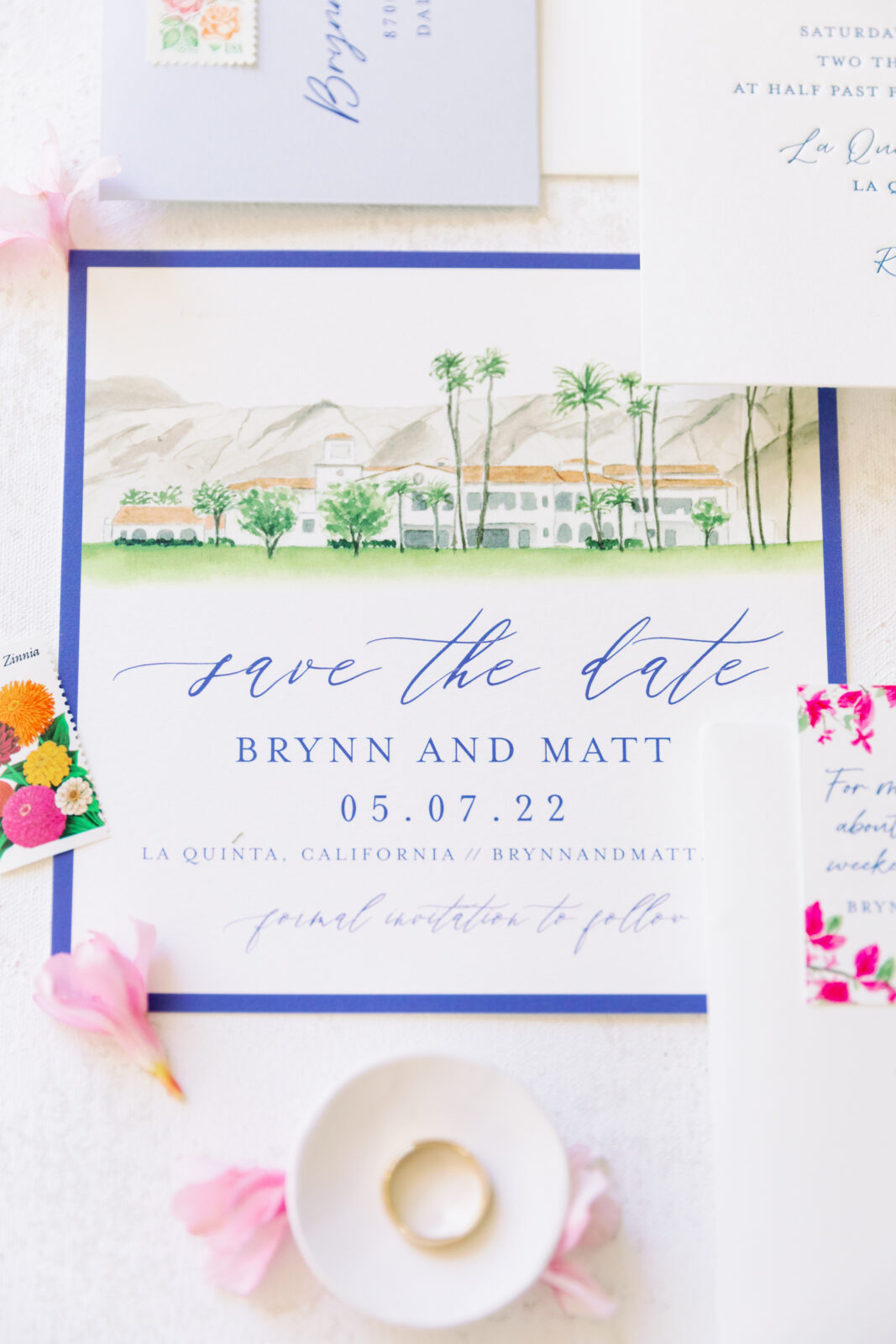 Details of wedding invitations with the bride's ring